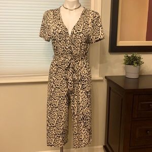 Animal print cropped jumpsuit size medium